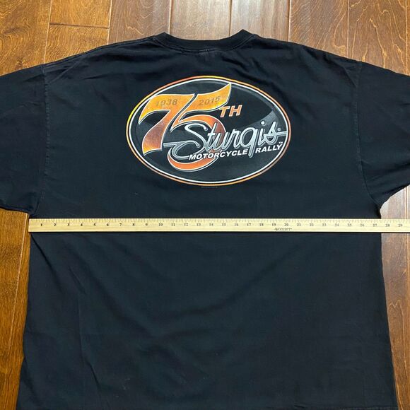 Alstyle Apparel 2015 75th Anniversary Sturgis Motorcycle Rally Tee Black 3XL - Picture 6 of 7